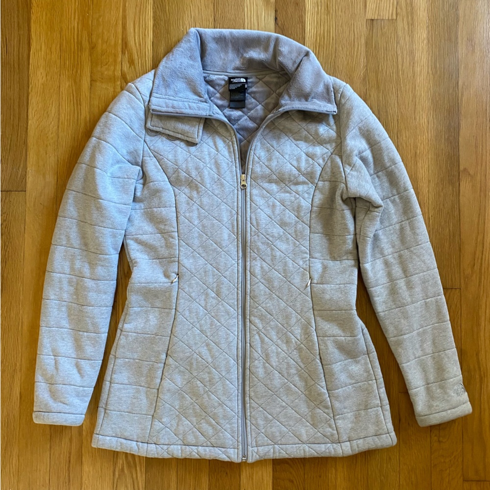 North Face Caroluna Gray Quilted Fleece Jacket